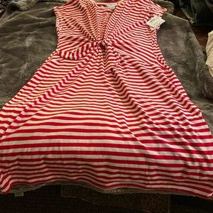 Red and white striped dress